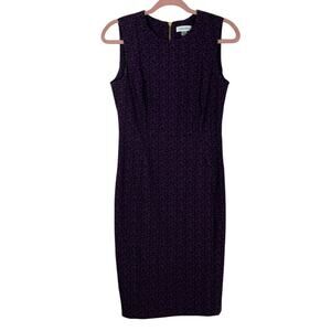 Calvin Klein Sleeveless Purple & Black Bodycon Back Zipper Midi Dress Size 4